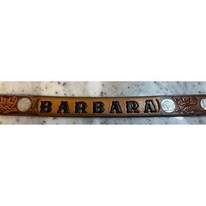 Vintage Textan BARBARA Leather Cowhide Belt Buffalo Indian Nickel Brown SZ 30